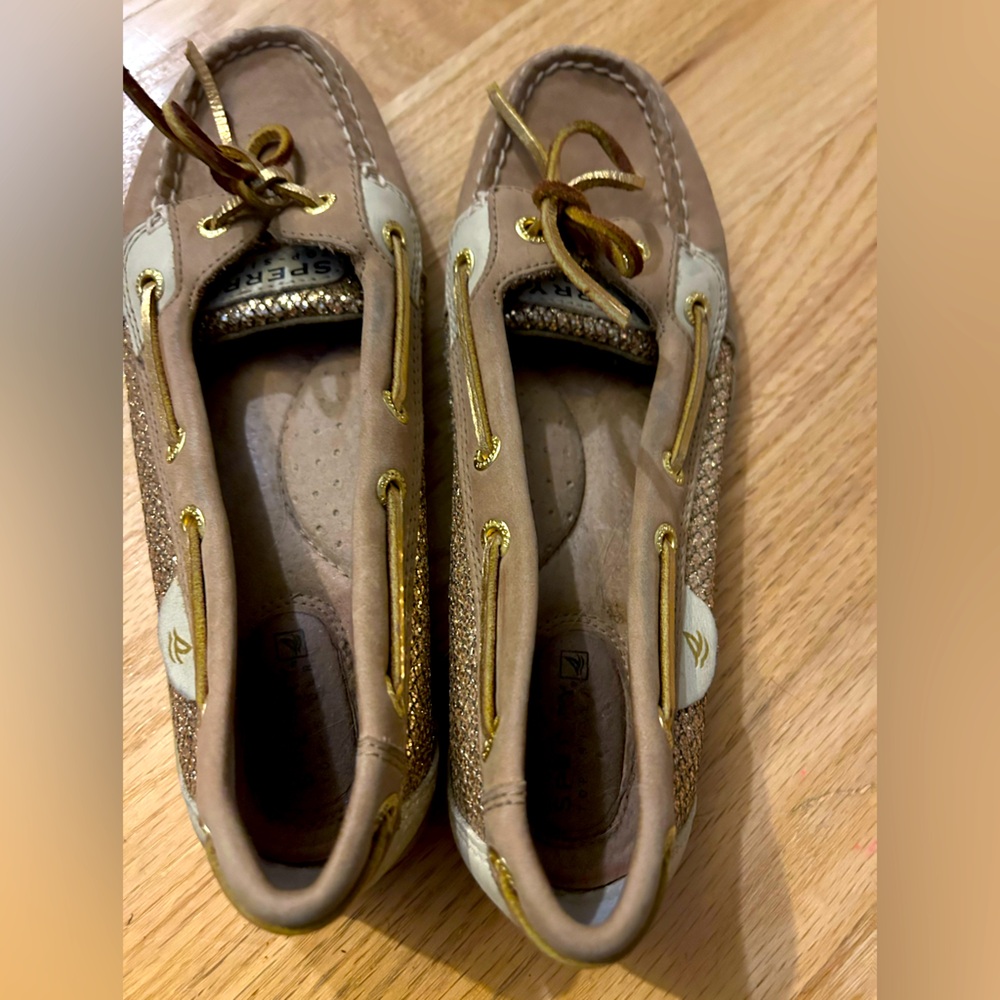 Sperry gold and tan loafer size 7.